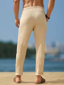 Manfinity RSRT Quần ống côn đơn sắc thắt eo túi đơn giản cho nam - Màu Khaki - Xem 2