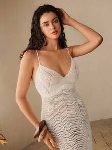 Anewsta 女士细肩带 V 领针织罩衫连衣裙