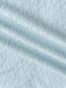 SHEIN TEENGIRL Vacation Goose 蓝色纹理针织荷叶边下摆紧身连衣裙，非常适合下午茶和街头风格 - 藍色 - 查看 4