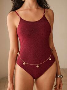 Lumivelle 1pc 25SS Fashionable, Sophisticated, Elegant & Mature Gold & Silver Thread Shell Hairpin For Summer Beach Vacation - Brown - View 3