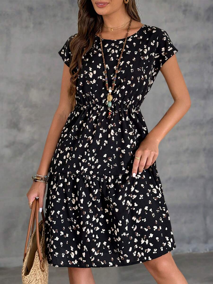 EMERY ROSE Váy ngắn cổ tròn in họa tiết hình học giản dị dành cho nữ, mùa xuân/hè - Nhiều màu - Xem 1