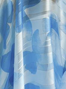 Soleia Plus Size Women's Holiday Chiffon Pink Floral Print Ruffle Collar Self-Tie Front Long Sleeve A-Line Blouse, Autumn/Winter, Suitable For Valentine's Day Blue Floral Top Women Summer Clothes Set Summer Tops Short Sets For Women Vacation Blue Summer Tops