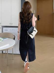 DAZY Women Spring/Summer Vest & Skirt 2 Pieces Set - Navy Blue - View 5