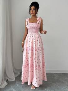 Rafferiza Damen elegantes Blume Muster Urlaubskleid, Sommer