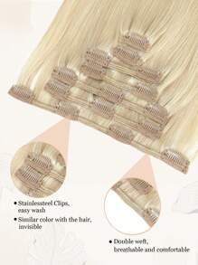 7Pcs Straight Clip In Hair Extensions 14-20" Honey Bleach Blonde Mix Human Hair Extensions Clip In Clip Ins Hair Extensions