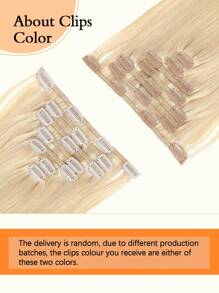 7Pcs Straight Clip In Hair Extensions 14-20" Honey Bleach Blonde Mix Human Hair Extensions Clip In Clip Ins Hair Extensions