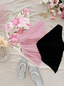 Soleia 3 件套休闲花卉印花纯色衬衫，适合夏季女士 - 彩色 - 查看 8