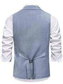 Manfinity Mode 男士马甲，男士商务休闲修身纯色正装马甲背心男士正装西装适合日常通勤商务、聚会和宴会。是送给男朋友或老公的绝佳礼物男士西装背心男士马甲浅蓝色男士马甲男士马甲男士正装马甲，老款风格 - 霧霾藍 - 查看 2