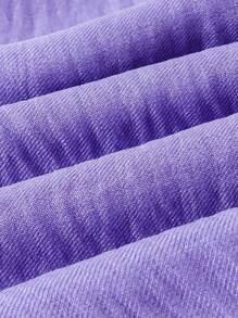 女婴优雅时尚大蝴蝶结设计细肩带连衣裙，夏季 - 紫色 - 查看 3