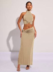 COSMINA Elegante Damen Bluse mit Metall Dekor für den Urlaub, Frühling/Sommer