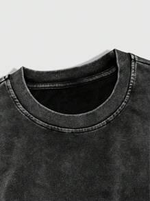 ROMWE MEN Street Life Bộ áo thun nam cổ tròn tay ngắn in họa tiết ngọn lửa đính đá & quần short cạp rút - Nhiều màu - Xem 4