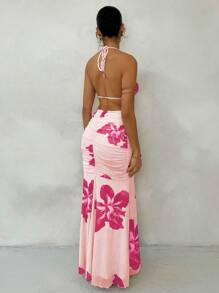 Glamine Váy dài hở lưng in hoa lãng mạn cho nữ khi đi nghỉ mùa thu, quần áo nữ khi trở lại trường - Nhiều màu - Xem 2