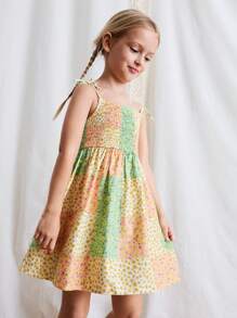 Maija Kids Maija Kids Young Girls' Ditsy Floral Spaghetti Strap Casual Holiday Dress - Multicolor - View 5