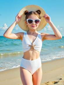 Girls & Teens Fashion Beach Swimwear Set High Waist Swimsuit Set Bathing Suit Set Starfish Bikini Seashell Bathing Suit Modest Bikini Set - Multicolor - View 1