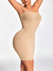 SHEIN Shape Women's Simple Solid Color Seamless Strapless Shaping Dress