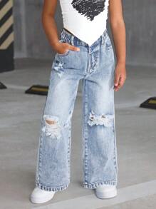 Sparklyn Quần Jeans Denim Ống Thẳng Đa Năng Thường Ngày Cho Nữ - Rửa nhẹ - Xem 3