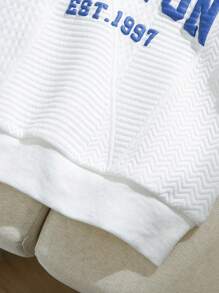 SHEIN 3pcs/Set Baby Boy Toddler/Newborn 0-3Y Casual Outdoor Sports Hooded Sweatshirt + Sling Bag + Pants Outfit, White Versatile Baby Clothing