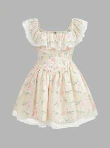 SHEIN MOOSTA Plus Size Women Embroidery Print Sleeveless Casual Vacation Dress