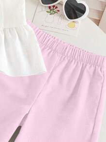 2 件女婴无袖蝴蝶结上衣 + 休闲裤套装，时尚日常兄弟姐妹装，单独出售