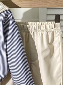 SHEIN Set de 3 piezas ropa casual multifuncional para bebé niño: impermeable, camisa a rayas con cuello y pantalones de cintura elástica, adecuado para ir al trabajo, a la escuela, casual, vacaciones, bodas y otras ocasiones, de 6 meses a 3 años, ropa para niños y bebés