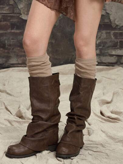 Hippie 1 Pair Vintage Layered Leg Warmers, Casual Wear-2-Ways Leg Warmers, Breathable Over-The-Knee Stockings