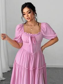 SHEIN Unity 大码性感蝴蝶结度假连衣裙