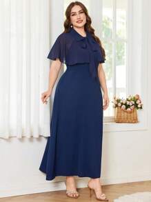 Modelyn 1pc Women's Elegant Solid Color Romantic Shawl And Dress Set - Multicolor - View 3