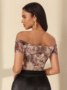 Almamuse Women's Elegant Fitted Print Knit Top - Multicolor - View 2
