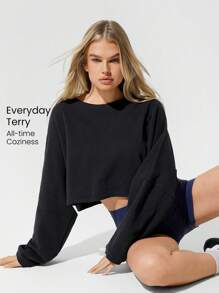 GLOWMODE Glow For It Soft Comfy Cropped Sweatshirt Yoga Pilates Studio Gym Daily Active Casual Wear