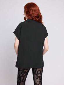 ROMWE Goth Blusa de mujer con bordado de estilo gótico de serpiente y flores