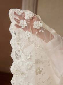 MOTF PREMIUM 刺绣花卉图案透视衬衫（不含胸罩） - 白色 - 查看 8