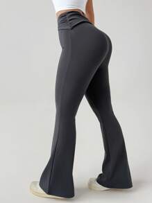 DAZY Women's Outdoor Running & Yoga Base Layer Leggings Tights - Grey - View 2