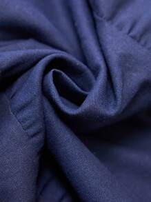 Aveloria Modichic New Linen Patchwork Ruffle Hem Long Dress, Elegant Design For Women - Navy Blue - View 7