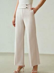 MOTF PREMIUM TAILORED METAL BUTTON SUIT PANTS - Apricot - View 5