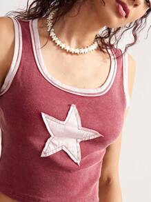 Bohemela 针织撞色方领修身短款女式背心