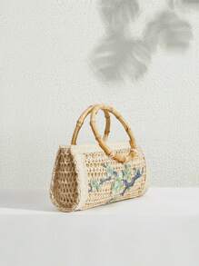 SHECARRY Women's Floral Pattern Boho Casual Tote Bag - Beige - View 2
