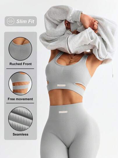 Sovereign Charm Conjunto de regata e legging casual minimalista de cor sólida, roupa esportiva para treino feminino