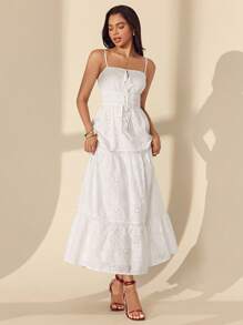 Almamuse Vestido de slip largo de mujer elegante con bordados y patchwork