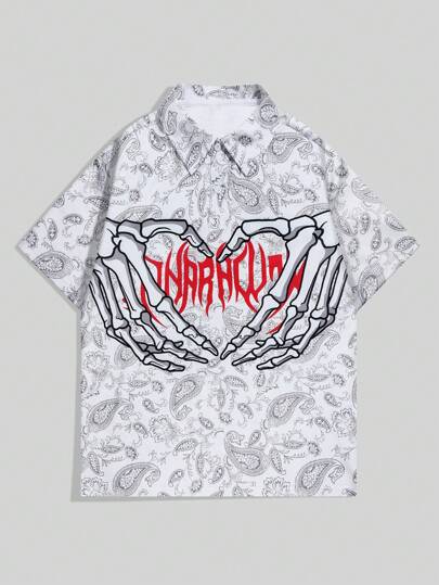 Goth Polo a maniche corte da uomo con grafica di lettere e teschio, ideale per l'estate