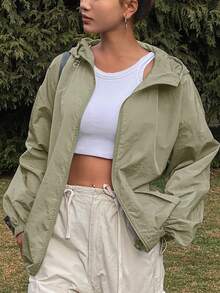 DAZY 女士宽松薄款休闲长袖外套，带口袋，防晒，夏季运动复活节 - 綠色 - 查看 5