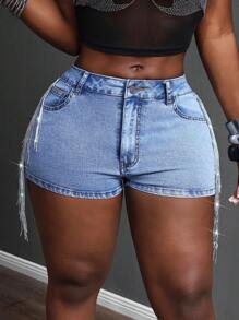 Slaydiva Lässige, sexy Damenjeans-Shorts - Blau - Übersicht 7