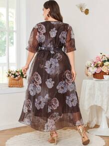 Modelyn Elegant Floral Allover Print Long Dress - Multicolor - View 2