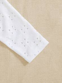 SHEIN 嬰兒女孩空心織花白色外套,春夏季,休閒風格 - 彩色 - 查看 5