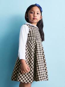 SHEIN Young Girls Casual Sleeveless Plaid Back To School Dress - Multicolor - View 6