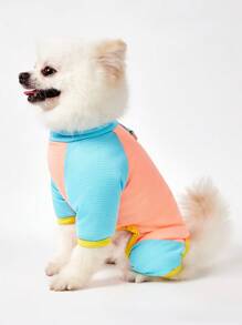 PETSIN 橙色休闲透气宠物夏季连体衣，带有 IAMDOGRUNER 图案，轻质，网眼面料，适合户外散步，春夏季 - 橘色 - 查看 3