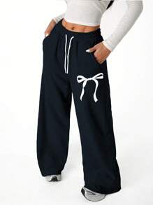 Tween Girl Loose Straight Butterfly Graphic Sweatpants Fall Winter