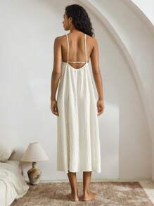 Ocili Leisure Women's Simple Natural Linen Comfy Cami Long Dress Lounge Dress Holiday Season