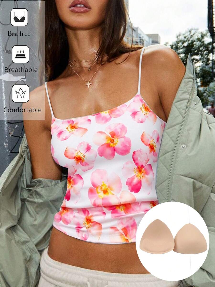Siren Gaze Damen lässiges Camisole-Top mit ganzflächigem Blume Muster und Raffung, für den Sommer - Verschiedenfarbig - Übersicht 1