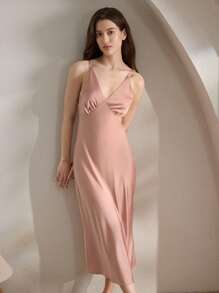 Ocili 丝滑缎面缎面舒适吊带裙，适合女士奢华家居服