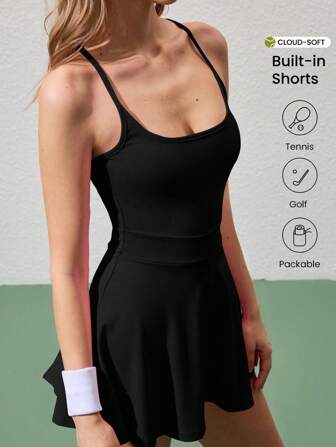 CourtClass Vestido deportivo de mujer elegante sin mangas con espalda de tirantes